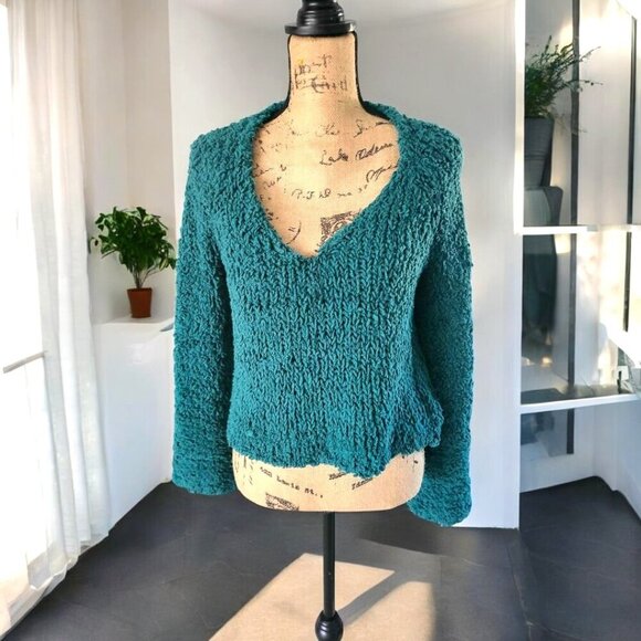 Free People Sweaters - Free People Sand Dune Sweater teal large knit XS